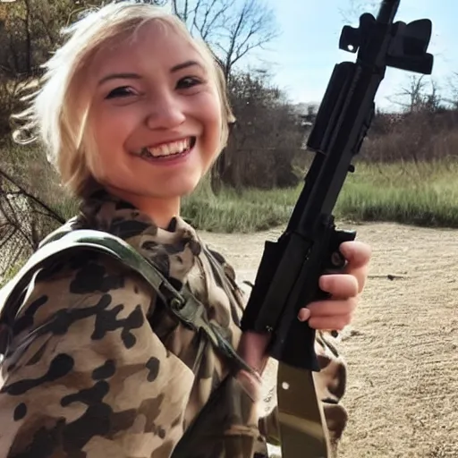 Prompt: very very cute blonde female muppet looking at l 9 6 a 1 with mischievous smile and happy eyes