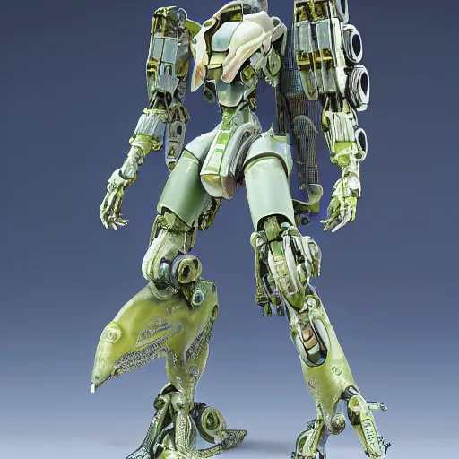 Image similar to futuristic nymphaea themed mecha waterlily upper body, sepals around the neck, powerful mecha, rococo, sci - fi movie, cinematic compositions, highly detailed, nymphaea, 8 k hd resolution, sazabi, biomechanical, bandai box art, makoto kobayashi, zaha hadid,