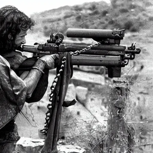 Image similar to jesus rambo with heavy machinegun