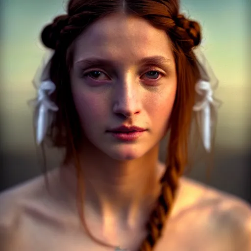 Image similar to photographic portrait of a stunningly beautiful renaissance priestess female in soft dreamy light at sunset, contemporary fashion shoot, by edward robert hughes, annie leibovitz and steve mccurry, david lazar, jimmy nelsson, breathtaking, 8 k resolution, extremely detailed, beautiful, establishing shot, artistic, hyperrealistic, beautiful face, octane render