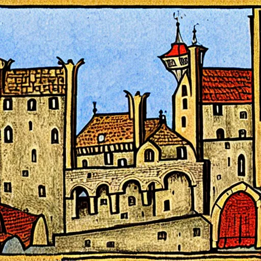 Image similar to a medieval city, medieval illustration