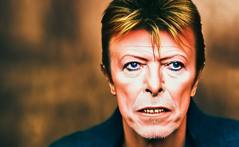 Image similar to David Bowie, beautiful composition, pastel colors, 50mm f1.8, ambient light,