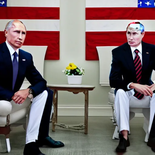 Image similar to obama and putin sitting on a toilet, 8 k resolution, realistic faces, hyper detailed