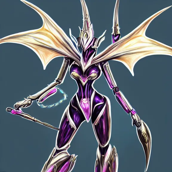 Prompt: extremely detailed fanart of a goddess that's a giant beautiful anthropomorphic robot female dragon, standing majestically over mountains, elegant pose, shiny silver metal armor, fuchsia skin below the armor, sharp metal claws, warframe fanart, high quality digital art, furry art, furaffinity, DeviantArt, 8k HD