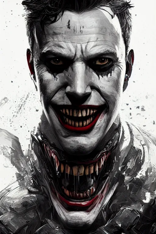 Image similar to Portrait of Ben Affleck as Joker, dc comics, dark, intricate, highly detailed, smooth, artstation, digital illustration by Ruan Jia and Mandy Jurgens and Artgerm and Wayne Barlowe and Greg Rutkowski and Zdislav Beksinski