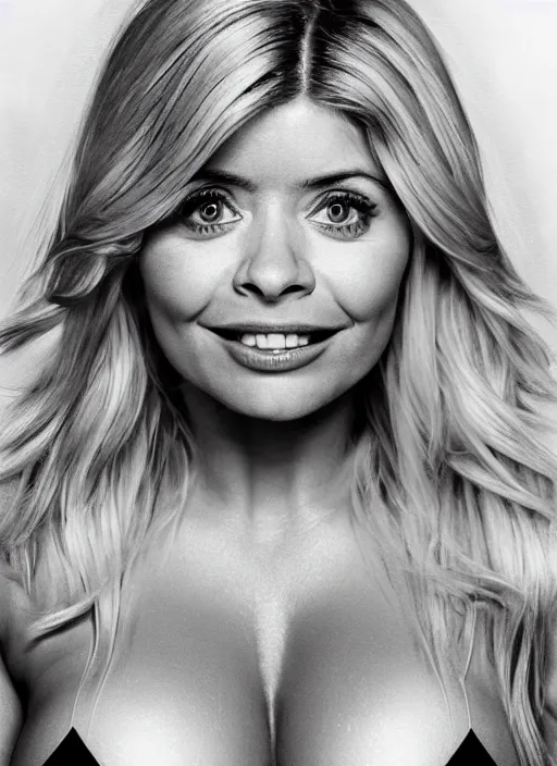 Image similar to holly Willoughby with the physique of a body builder, symmetrical facial features, hyper realistic, ultra detailed, cinematic, dynamic lighting, photorealistic, refined, intricate, digital art, digital painting, masterpiece, 8k