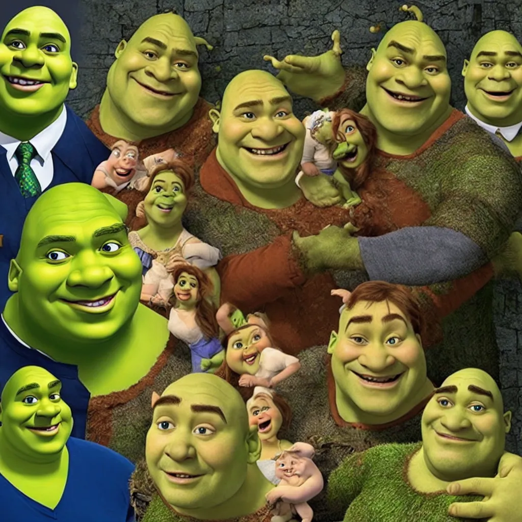 Prompt: shrek with alexander lukashenko face swap