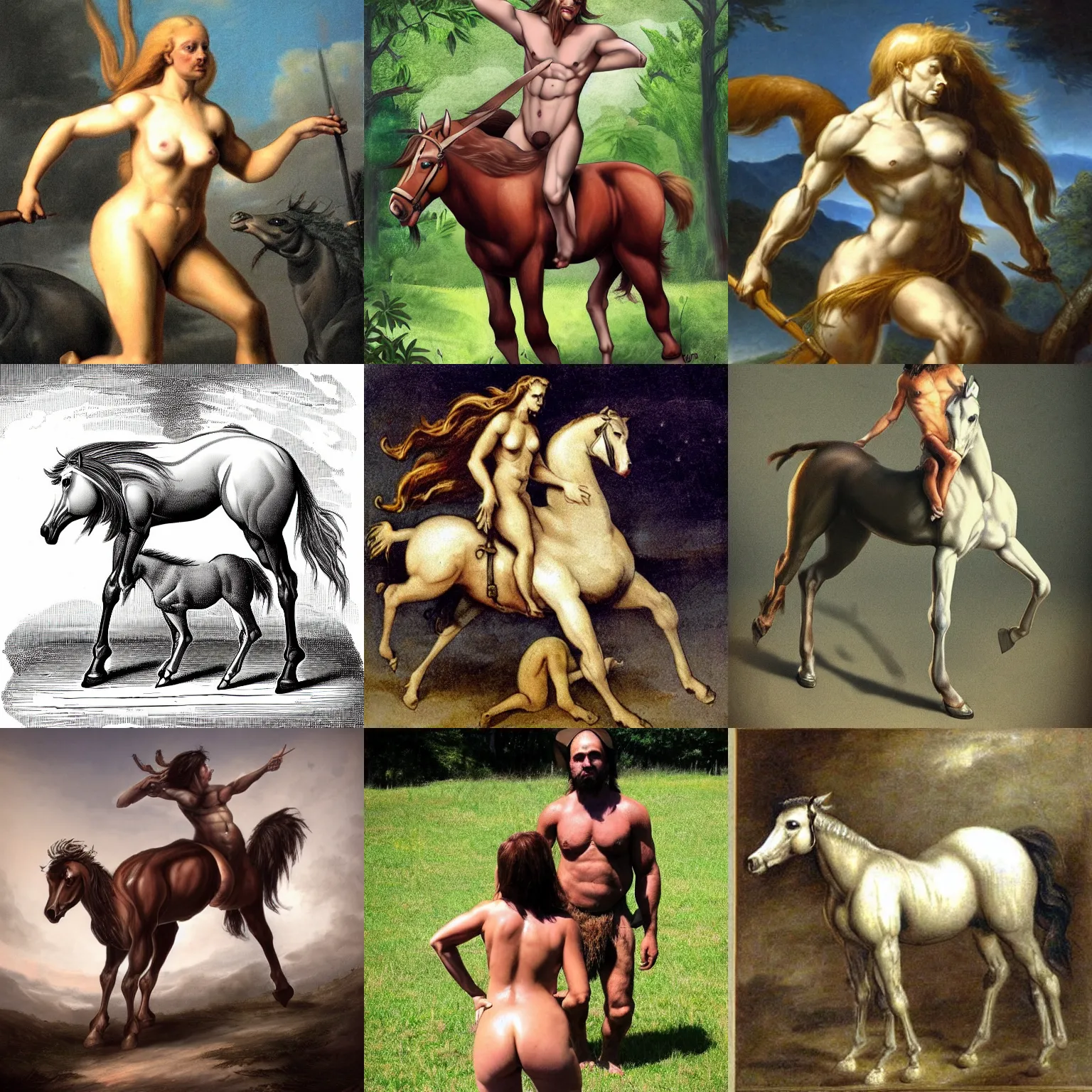 Prompt: a picture of a centaur!