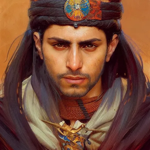 Image similar to portrait of a kurdish warrior, highly detailed, digital painting, artstation, concept art, sharp focus, illustration, art by art germ and greg rutkowski and alphonse mucha