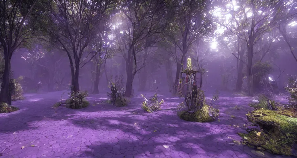 Image similar to Enchanted and magic forest, with Unreal Engine