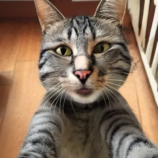 Image similar to selfie of a funny cat