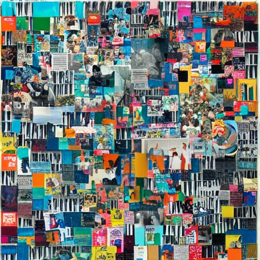 Image similar to collage made of magazine cutouts, large silhouettes, ocean theme, love theme, dramatic typography, museum of modern art, museum of contemporary art, auction, record - setting, detailed, photorealistic