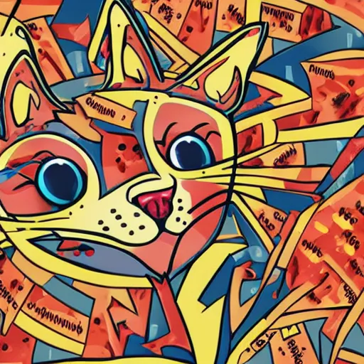 Image similar to Blood thirsty kitten, sticker, highly detailed, colorful, illustration, drama, smooth and clean vector curves, no jagged lines, vector art, smooth