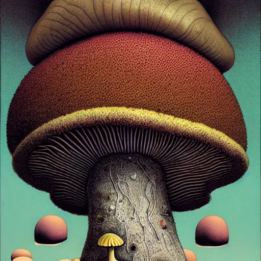 Image similar to mushroom man, fungus, freak show, surrealism, fractalism, strange, hyperdetailed, photorealistic, interesting, benoit b. mandelbrot, m. c. escher, patrick woodroffe, ernst fuchs, zdzisław beksinski, id magazine, octane, cinematic, hyperrealism, 8 k, depth of field, bokeh