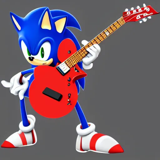 Prompt: sonic plays guitar, artstation