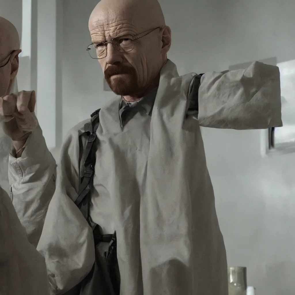 Image similar to walter white as chamber from valorant