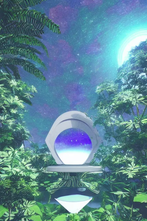 Prompt: multi level botanical garden spaceship floating in space, calm, tranquil, faded effect, detailed, vaporwave colors, render by substance designer