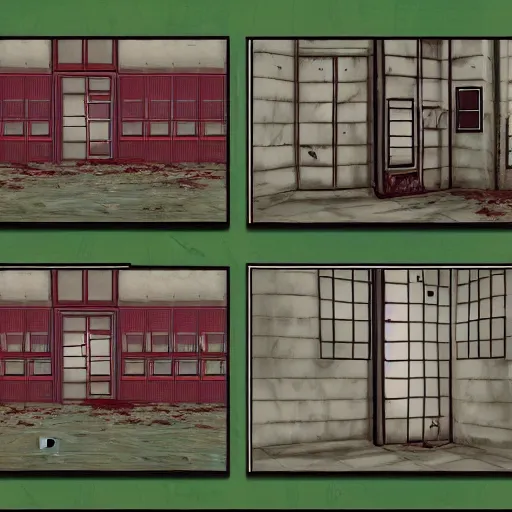 Prompt: pre rendered backgrounds for a capcom playstation 1 era survival horror horror game