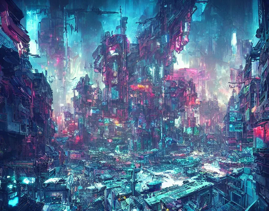 post cyberpunk cityscape