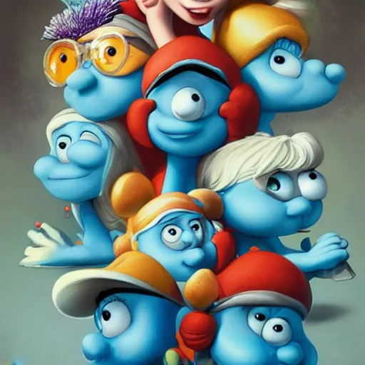 Image similar to smurfs portrait, Pixar style, by Tristan Eaton Stanley Artgerm and Tom Bagshaw.