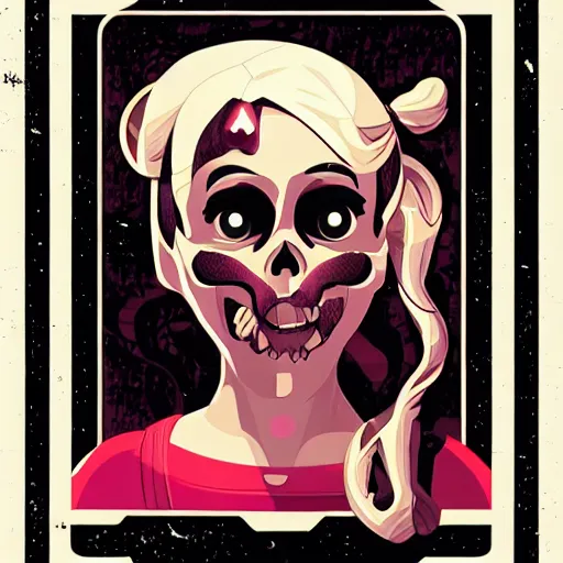 Prompt: portrait skull disney girl by petros afshar, tom whalen, laurie greasley, war face by greg rutkowski