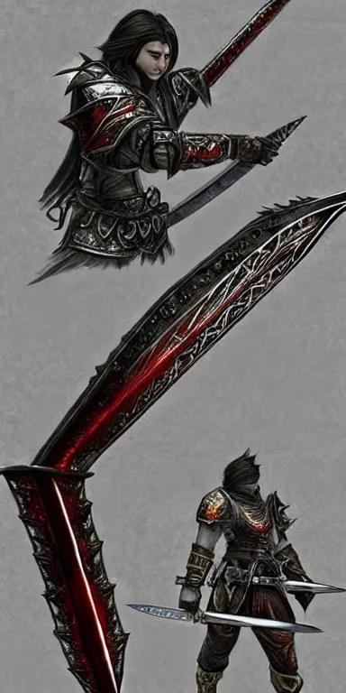 Image similar to warrior sword blade, war theme sword blade, fantasy sword of warrior, armored sword blade, fiery coloring, epic fantasy style art, fantasy epic digital art, epic fantasy weapon art