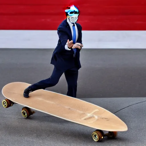 Image similar to Joe Biden riding a skateboard, hd