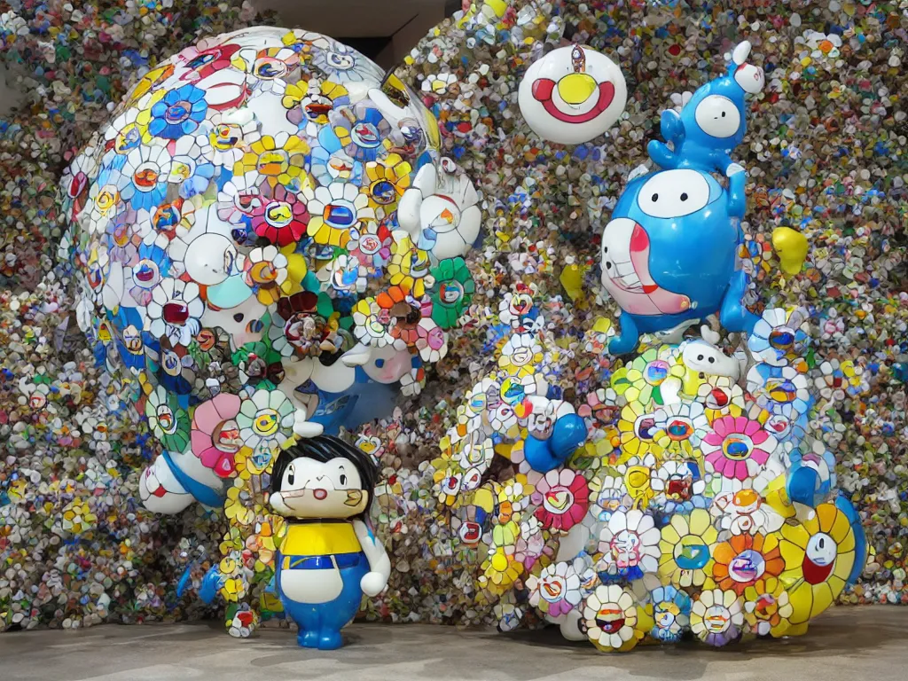 Image similar to Takashi Murakami’s Doraemon Dorami Fractal Dragon statue