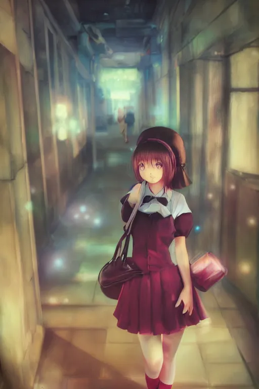 Prompt: 3d polaroid infrared octane render portrait of beauty 3d anime schoolgirls fight under dark japanese subway. cute face. dramatic light, trending on artstation, 3d art by hayao miyazaki oil painting. vivid colors