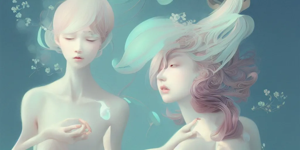 Image similar to breathtaking delicate detailed concept art illustration, by hsiao - ron cheng, bizarre compositions, exquisite detail, pastel colors, ornate background, 8 k