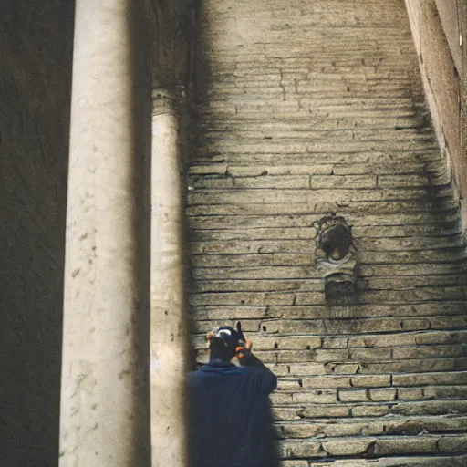 Image similar to portra 800 street photography in ancient Rome