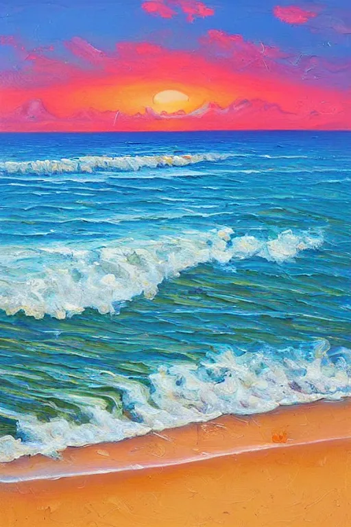 Prompt: beautiful thick oil painting detailed beach and shoreline painted by jeremiah ketner and James Gurney