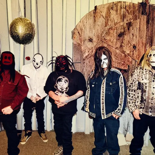 Prompt: Slipknot at a baby shower