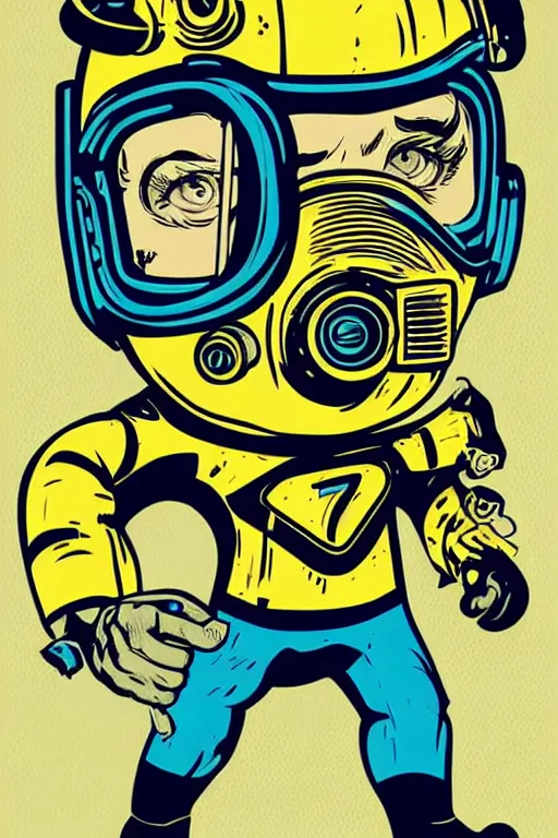 Image similar to fallout 7 6 retro futurist illustration art by butcher billy, sticker, colorful, illustration, highly detailed, simple, smooth and clean vector curves, no jagged lines, vector art, smooth andy warhol style