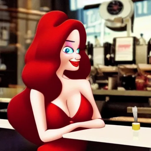 Image similar to jessica rabbit ordering coffee at starbucks