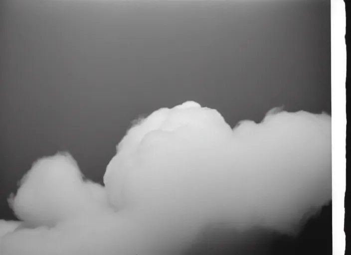 Prompt: realistic documentary portrait closeup photo of a mouth slowly morphing into white hairy fluffy clouds, common street, front view, grain 1 9 9 0, life magazine reportage photo, metropolitan museum photo