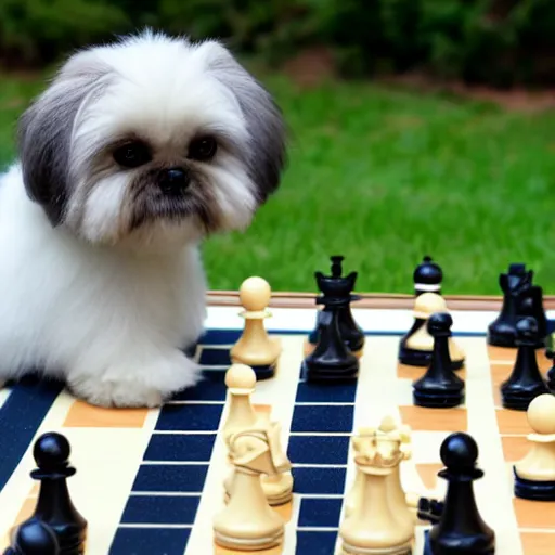 Image similar to shi tzu playing chess