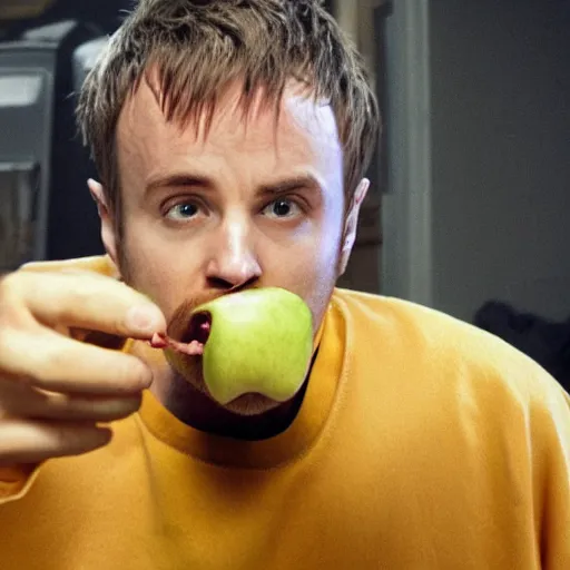 Prompt: jesse pinkman eating an apple