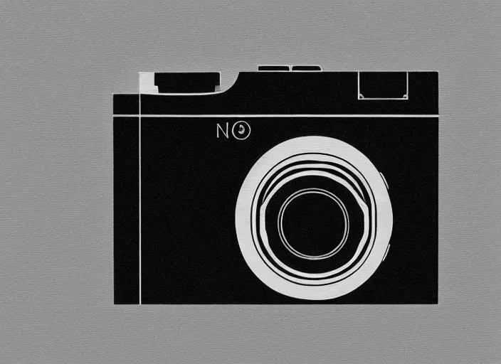 Prompt: orthographic painting by Hiroshi Yoshida of minimalist rangefinder camera designed by Dieter Rams, Naoto Fukasawa, designed by Apple, highly detailed, minimalism, front view, painting by Hirishi Yoshida