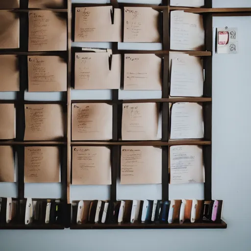 Prompt: wall full of folder flawless brown pants easy two keys and a poetry apple distribution