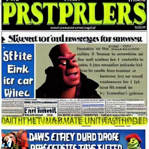 Image similar to newspaper article shrek arrested drug possession