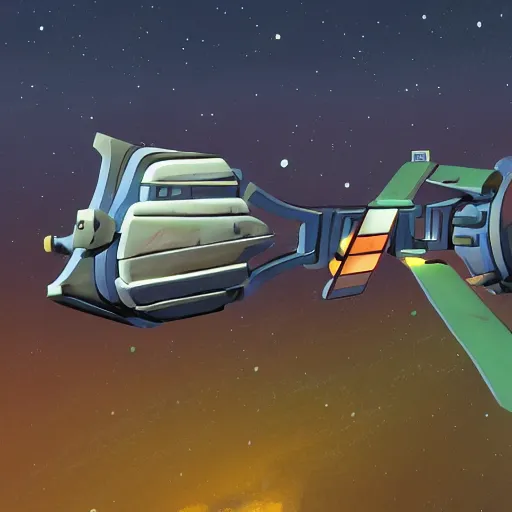 Image similar to scrap mechanic space ship concept art