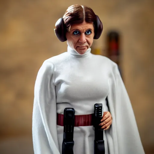 Image similar to Mark Hammill as Princess Leia, XF IQ4, 150MP, 50mm, F1.4, ISO 200, 1/160s, natural light