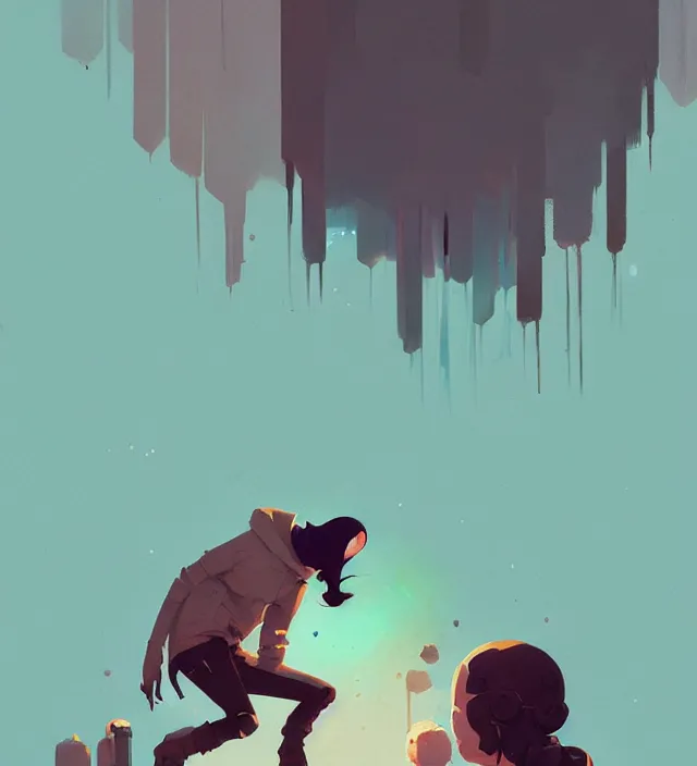 Image similar to a thief of subspace, naturel, art style by atey ghailan, greg rutkowski, greg tocchini, james gilleard, joe gb fenton, in kaethe butcher, dynamic lighting, gradient light blue, brown, blonde cream and white color in scheme, grunge aesthetic