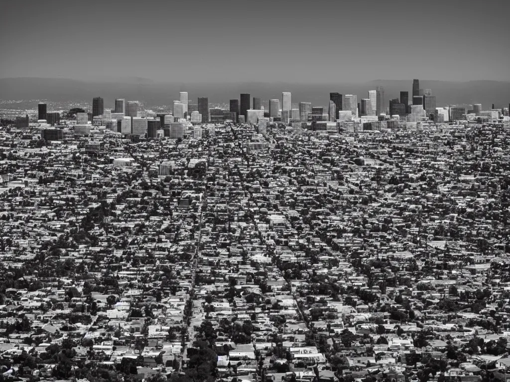 Image similar to “A black and white 28mm photo of Los Angeles”