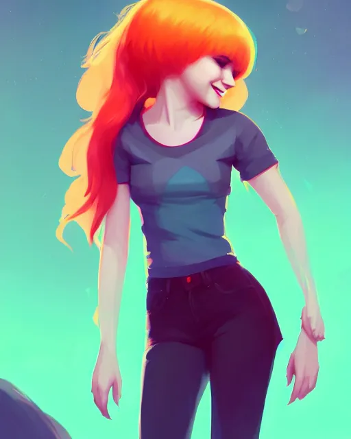 Image similar to a portrait of a beautiful full body Hayley Williams smiling, art by lois van baarle and loish and ross tran and rossdraws and sam yang and samdoesarts and artgerm, digital art, highly detailed, intricate, sharp focus, Trending on Artstation HQ, deviantart, unreal engine 5, 4K UHD image