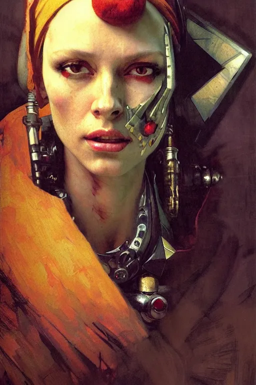 Prompt: full character portrait max mad cyberpunk warhammer 4 0 k, tech priest not the girl with the pearl earring character design, painting by gaston bussiere, katsuya terada, wyeth, greg rutkowski, craig mullins, ( ( ( ( ( vermeer ) ) ) ) ), frank frazetta, mucha, tom of finland, trending on artstation