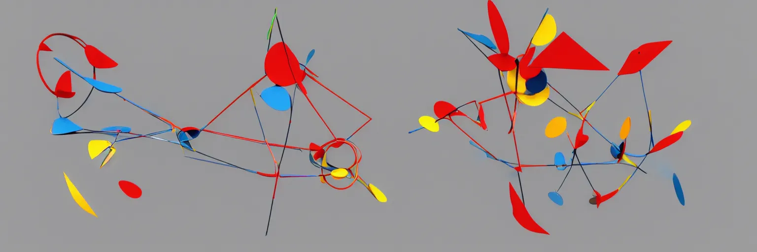 Prompt: 3 d mobile in the style of alexander calder