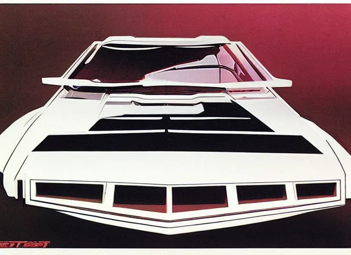 Prompt: syd mead concept art. kitt 1 9 8 2 pontiac trans am. style star wars, retro, retro futurist. concept art by syd mead