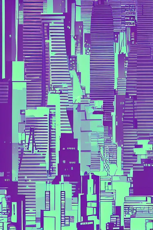 Prompt: a beautiful cityscape, 2d minimalist vector art, high contrast cyberpunk palette, hd phone wallpaper